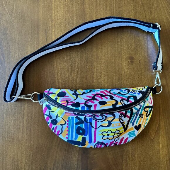 Brighton Graffiti Love fanny back belted crossbody zippered waist bag XLNT COND - Picture 1 of 7